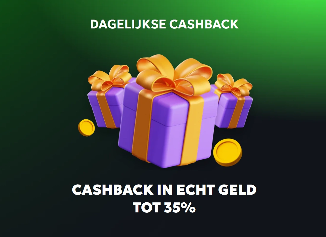 Dagelijkse cashback – cashback in echt geld tot 35%