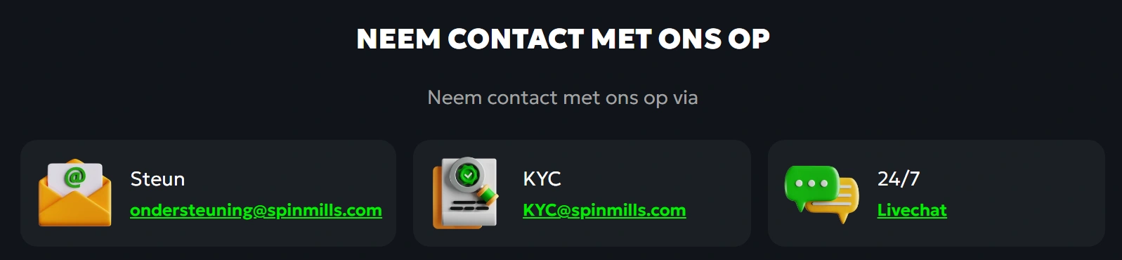 SpinMills Klantenservice